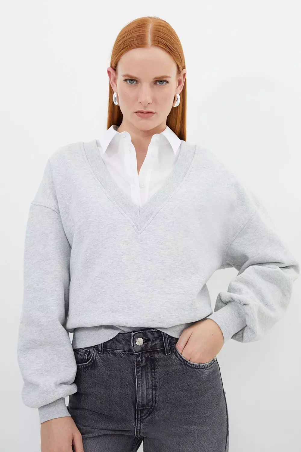 Cotton fleece sweater on sale